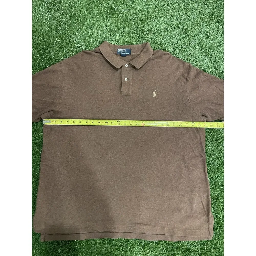 Polo Ralph Lauren Shirt Mens XXL Brown Pique Cotton Short Sleeve Casual Pony